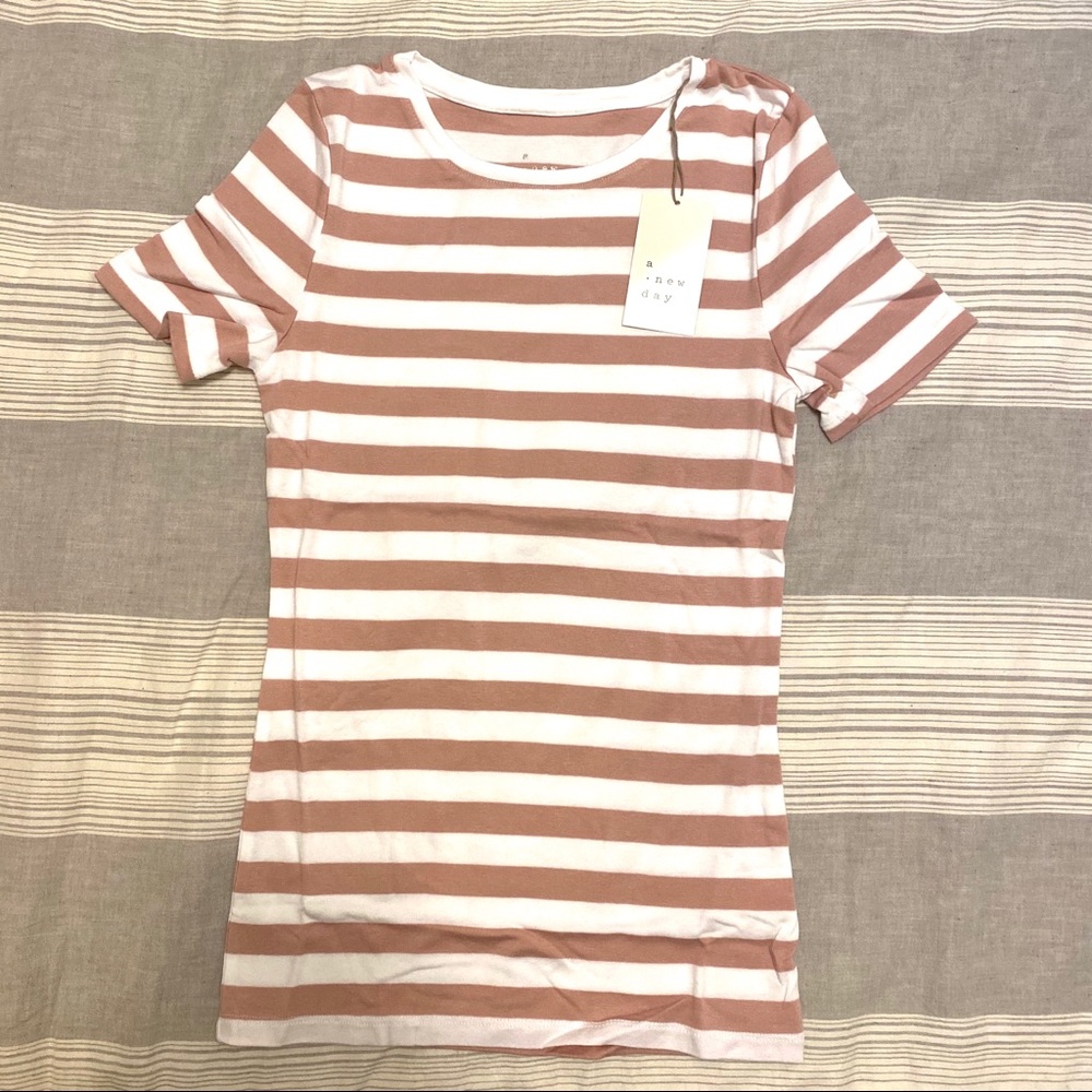 Pink and white striped tshirt